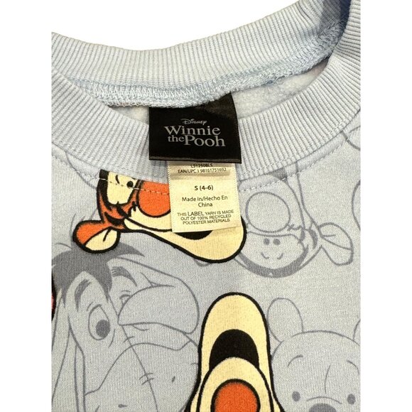 Disney Winnie The Pooh Light Blue Sweatshirt Small (4-6) Tigger Piglet Eeyore - Picture 4 of 5
